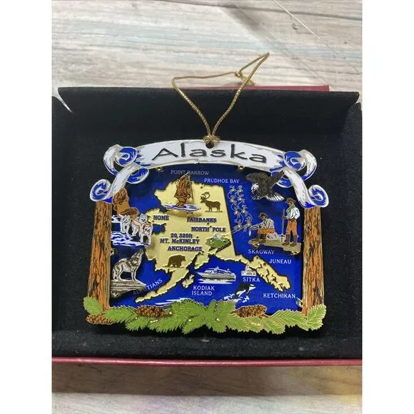 3D Nation Treasures Genuine Brass‎ Alaska State Landmarks color enamel plaque