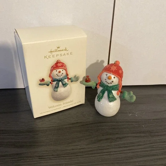 Hallmark‎ Keepsake Ornament 2007 Welcome Friends Snowman with Cardinal Glittery