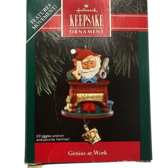 Hallmark‎ Keepsake Ornament Genius at Work Elf Jiggles Wrench Pounds Hammer 1992