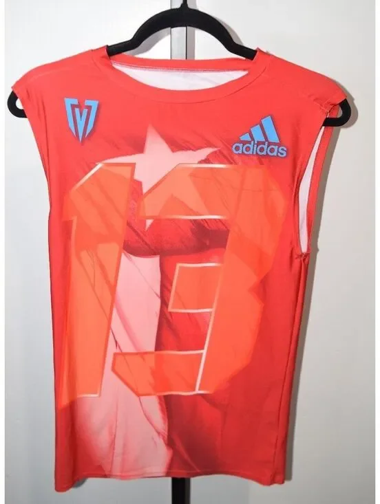 Adidas Sleeveless Red Performance Jersey with Number 13 Size L