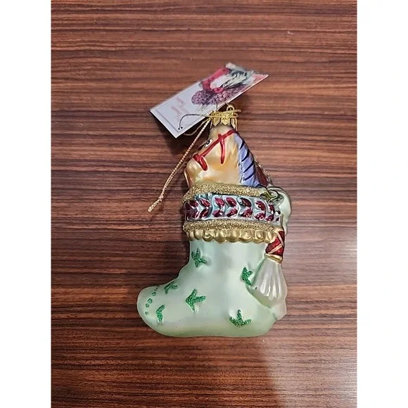 Fitz and Floyd Glass Ornament Greg Stocking‎ Horse Presents Gifts In Box! S92