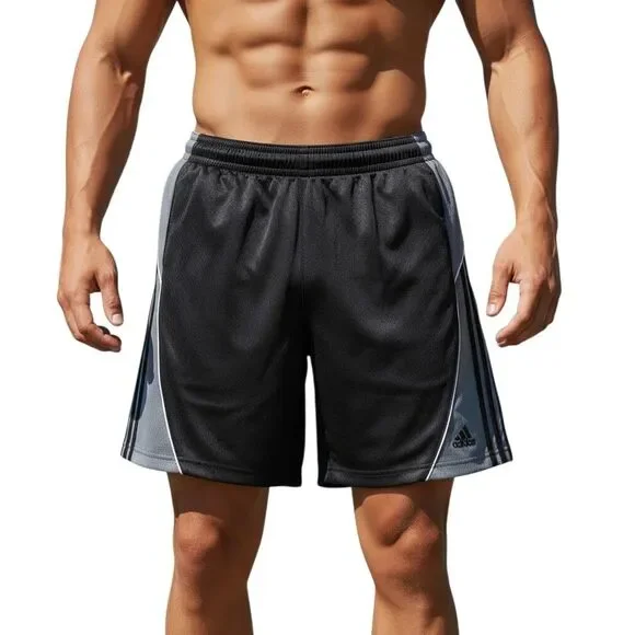 Adidas Shorts Mens M Black Gray Mesh Basketball Gym Performance Athletic