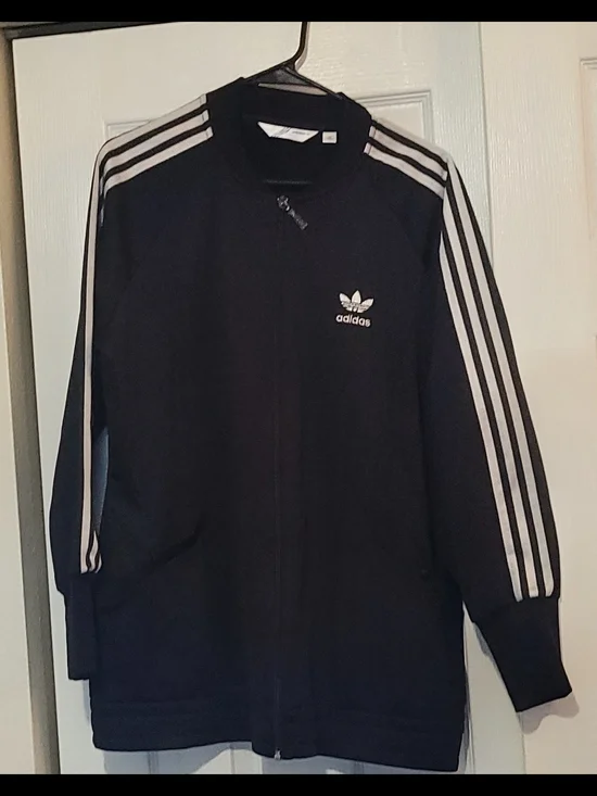adidas Black Jacket with White Three-Stripes