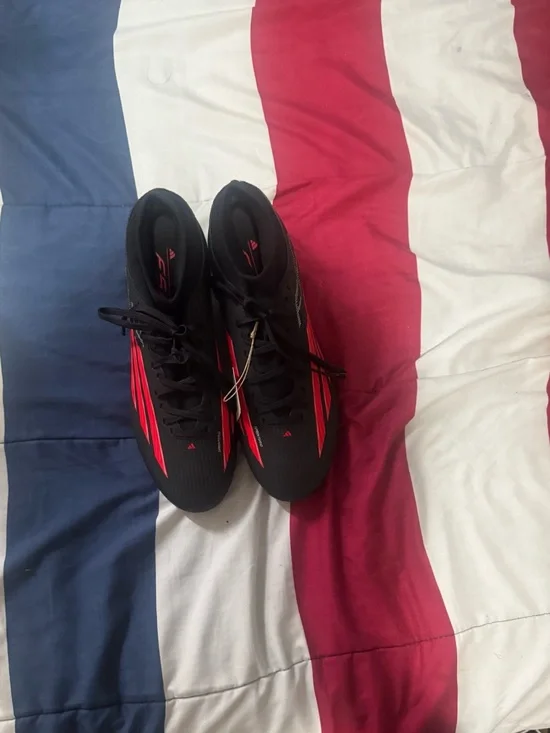 adidas Black Athletic Cleats with Red Stripes