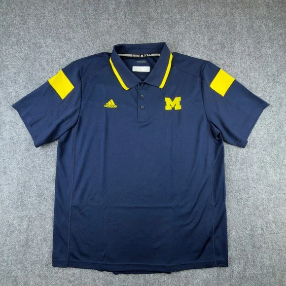 Adidas Michigan Wolverines Polo Shirt Mens XL Navy Blue Climalite A23044 1876