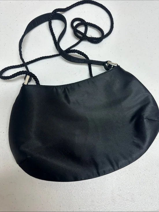 Classic Black Satin Shoulder Bag - Women