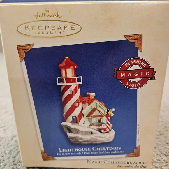 Hallmark Keepsake Ornament Lighthouse Greetings 2003 Flashing‎ Magic Light