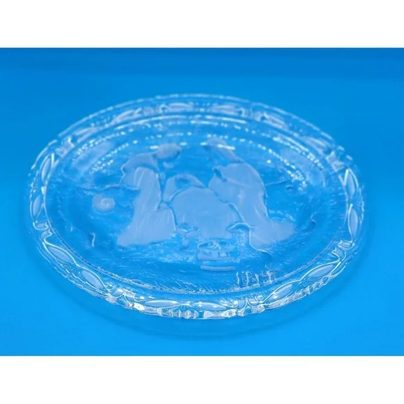 Vntg Mikasa Holy Family Christmas Oval Nativity Glass Tray‎ 9