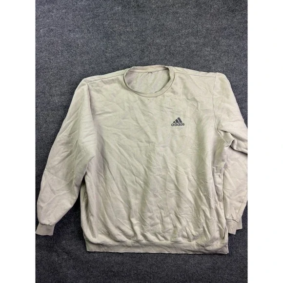 Adidas Sweatshirt Mens XL Tan Long Sleeve Crewneck‎ Fleece Pullover RN 88387