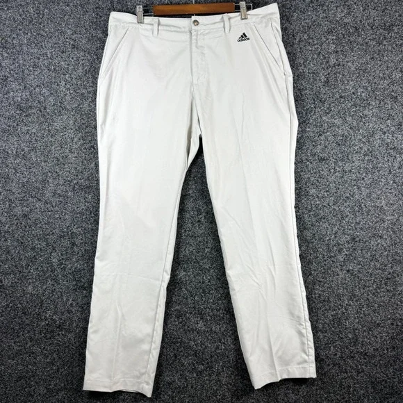 Adidas Mens Golf Pants Light Gray Flat Front Performance‎ Trousers 36x32