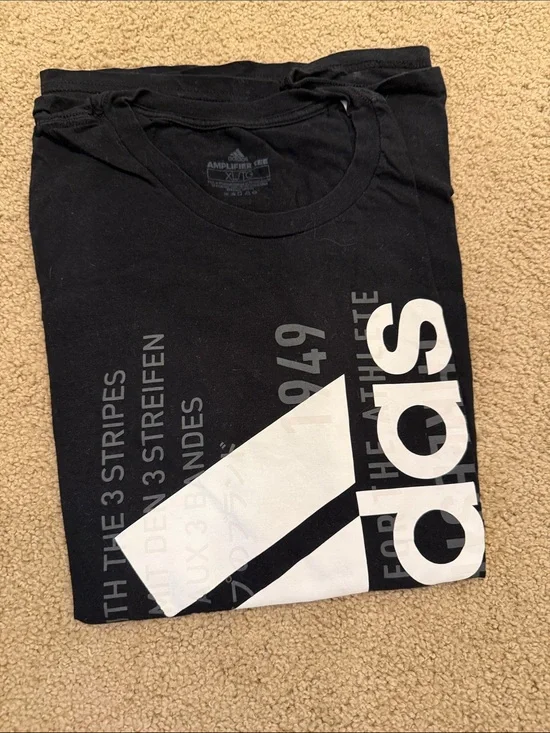 adidas Black Short Sleeve Graphic Logo Tee