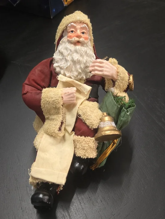 Vintage-Style Burgundy and Cream Santa Figurine Christmas Decoration