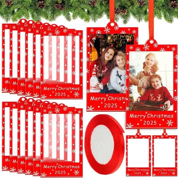 Vercraft 24 Pcs Merry Xmas Photo Frame Ornaments Acrylic 2 x 3 Picture Frame