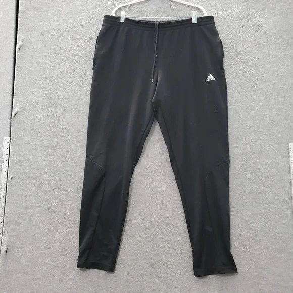 Adidas Men Activewear Pants XL‎ Black Sweatpants Logo Climalite Drawstring