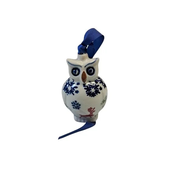 Boleslawiec Polish Pottery Handmade Owl Ornament 3 Inch New Without Tags