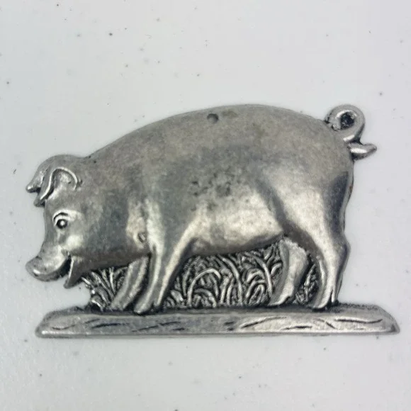 Pewter Pig Ornament Holiday Farm Animal Decoration Gift USA Made Lead Free 4