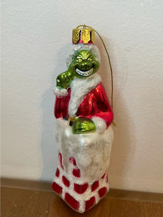 RARE KURT ADLER Glass Ornament The GRINCH Who Stole Christmas Chimney DR SUESS