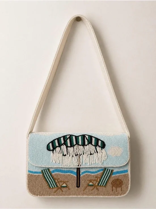 Beaded Beach Umbrella Shoulder Bag