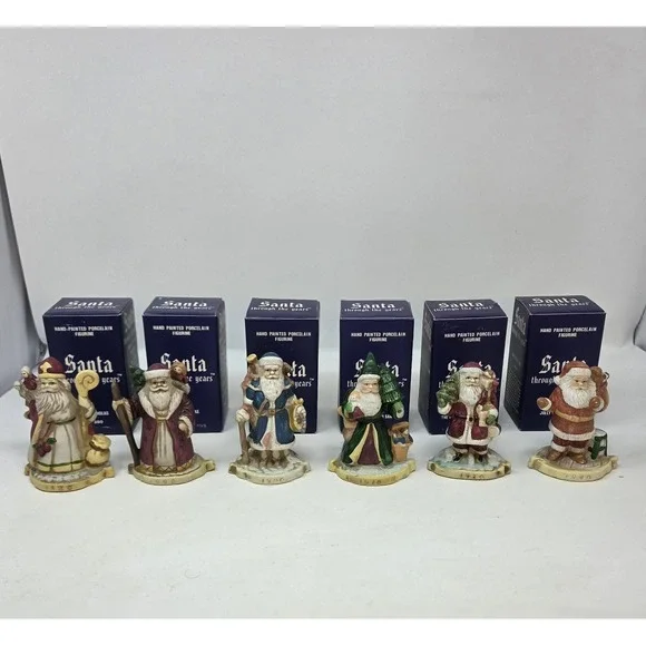 6 Santa Claus Through the Years Figures Figurine Porcelain Holiday Collectibles