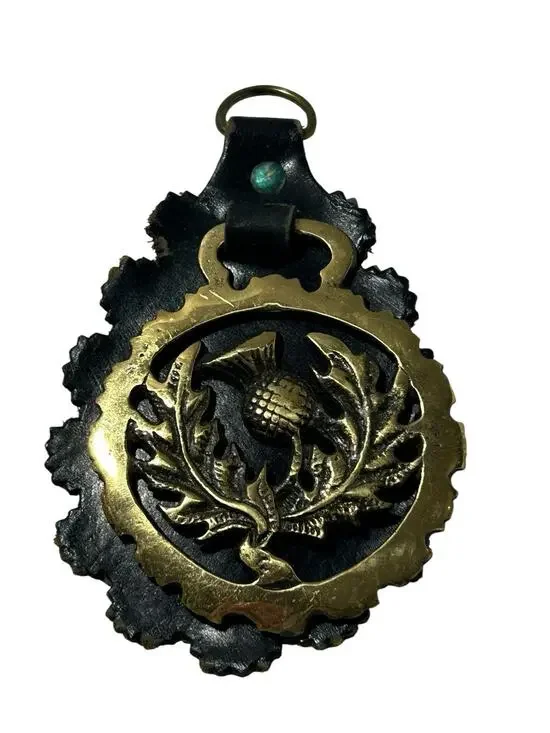 Vintage Scottish Thistle Decorative Brass Horse Reign Bridle Ornament England