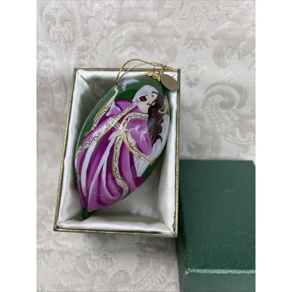 Pier 1 Imports Li Bien 2014 Holy Family Glass Ornament Box Handpainted Peace Joy