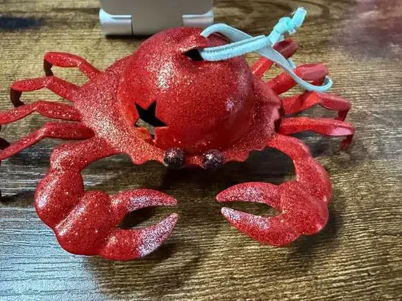 St. Nicholas Square Red Glitter Metal Crab Jingle Bell Christmas Ornament