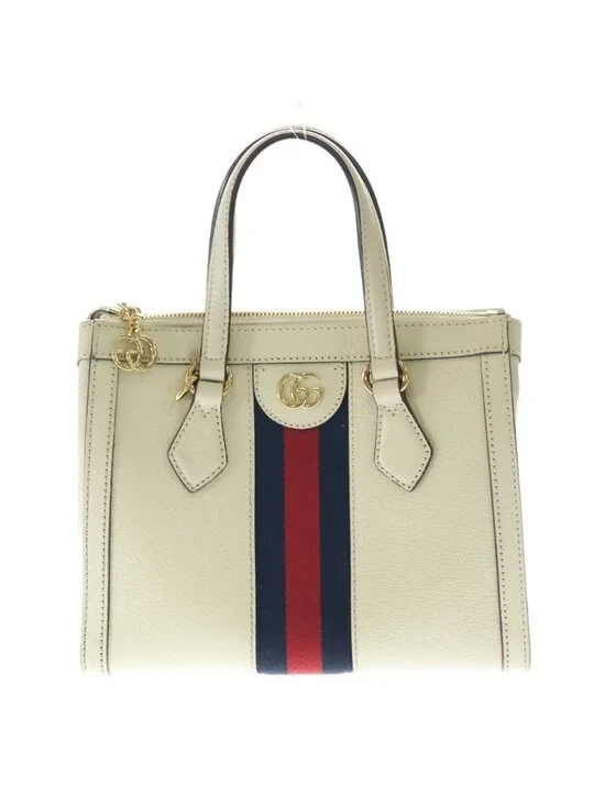 Gucci Ophidia GG Sherry Line Leather 2-Way Shoulder Bag White Ivory