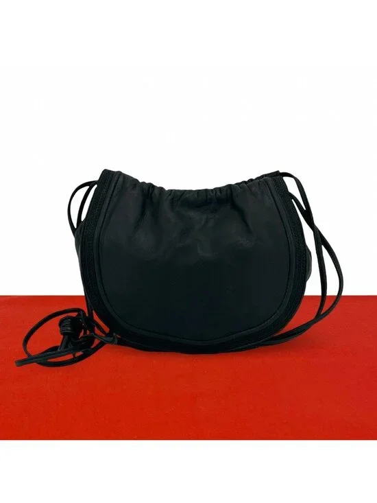 Loewe Vintage Anagram Logo Nappa Leather Drawstring Mini Shoulder Bag Pochette