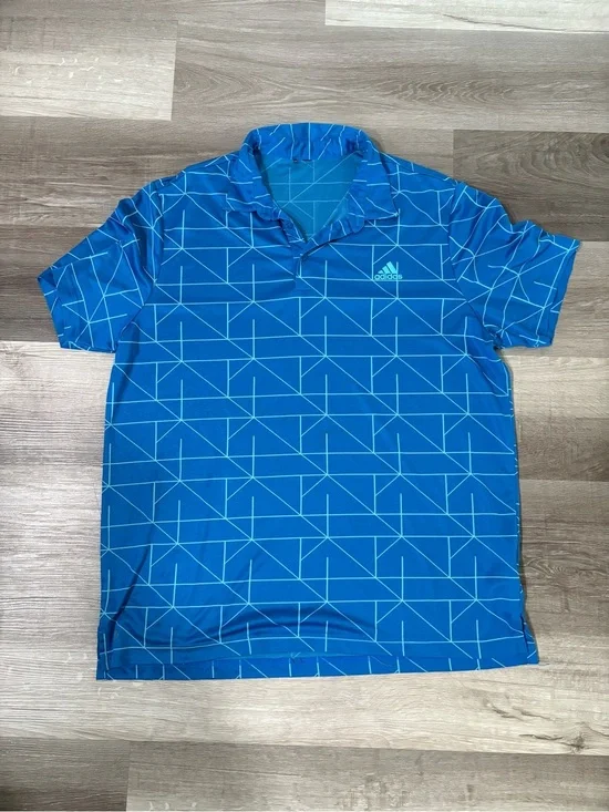 Adidas Men’s Blue Geometric Polo Shirt