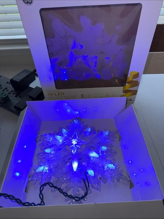 LED Snowflake Tree Topper - Glittered Holiday Decoration