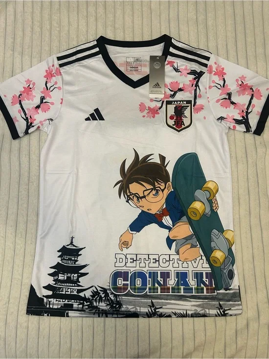 adidas White & Pink Japan Detective Conan Soccer Jersey