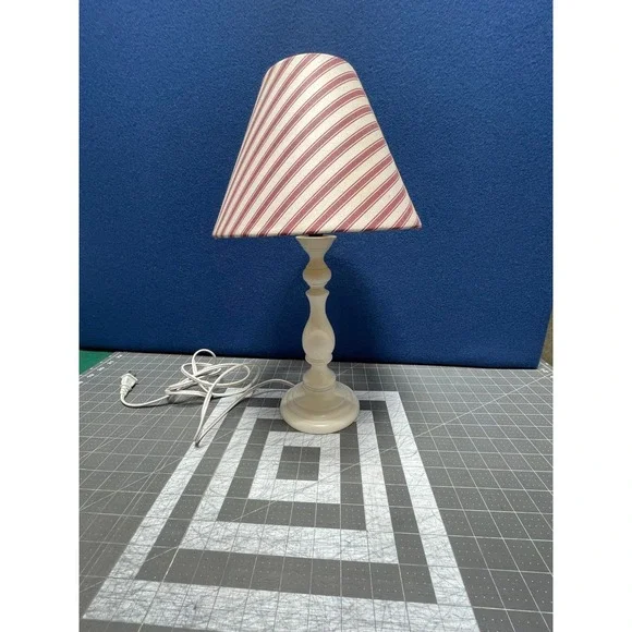 Whites Kids Night Stand Bureau Lamp Striped Shade  67
