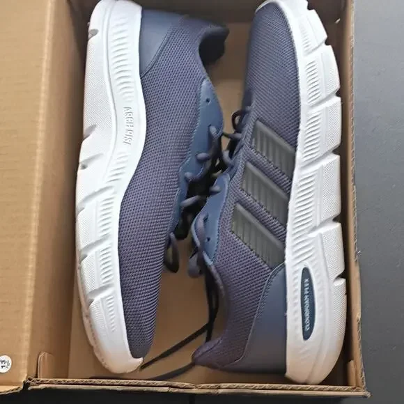 adidas Men’s Blue/Gray/White Low Top Mesh Lace-Up Cloudfoam Athletic Sneakers