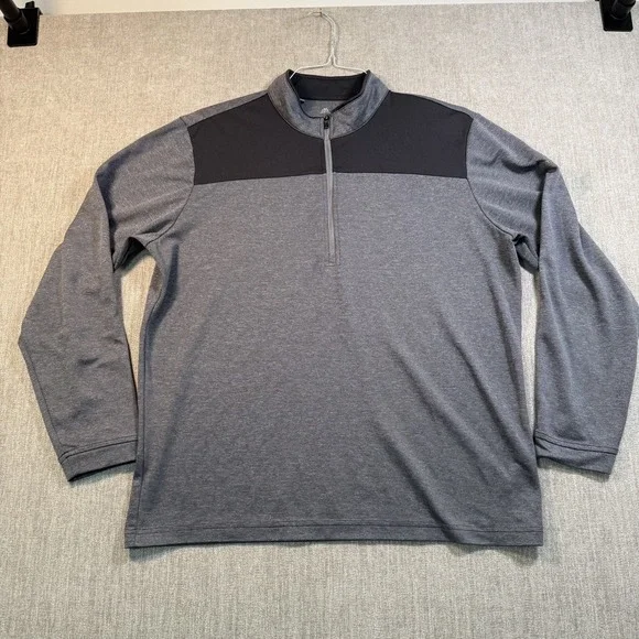 Adidas Golf Men's Size Large Gray Black Quarter Zip Pullover Long Sleeve Jacket