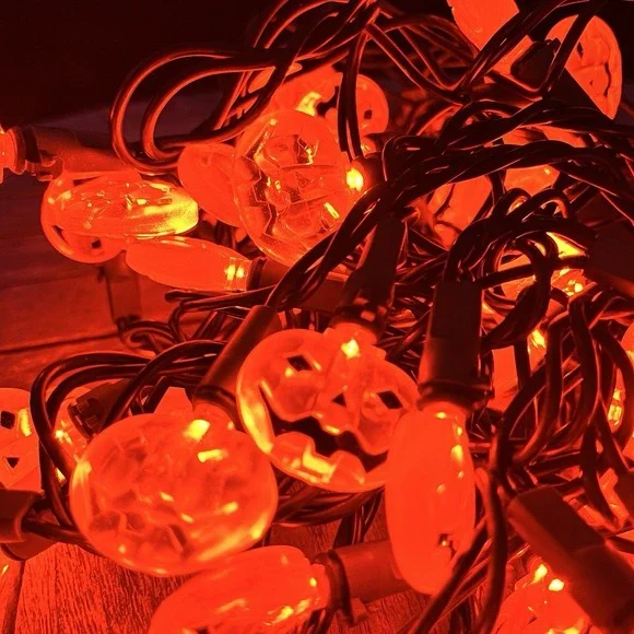 Vintage Restoration Hardware Halloween String Lights 60 Orange‎ Jack-o-Lanterns