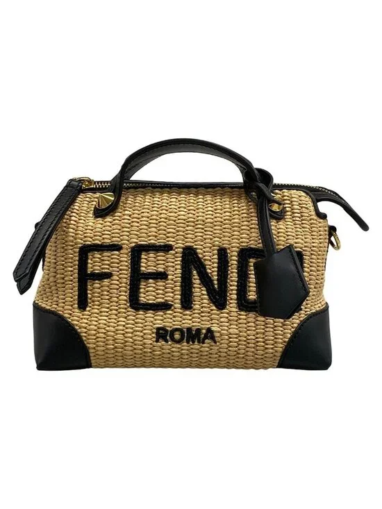 Fendi Handbag Mini Visible Beige Black Leather