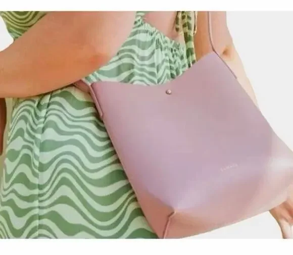 Samara Anthropologie Medium Peony Blush Pink Vegan Leather Shoulder Bag Purse