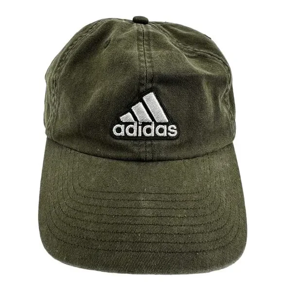 Adidas 3 Striped Baseball Cap Embroidered Logo Adjustable Olive Green One Size