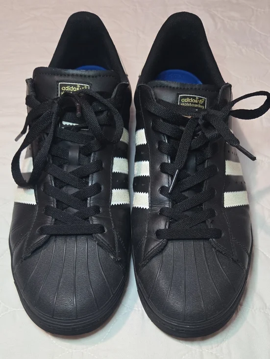 adidas Black Sneakers with White Three Stripes Mens Size 11