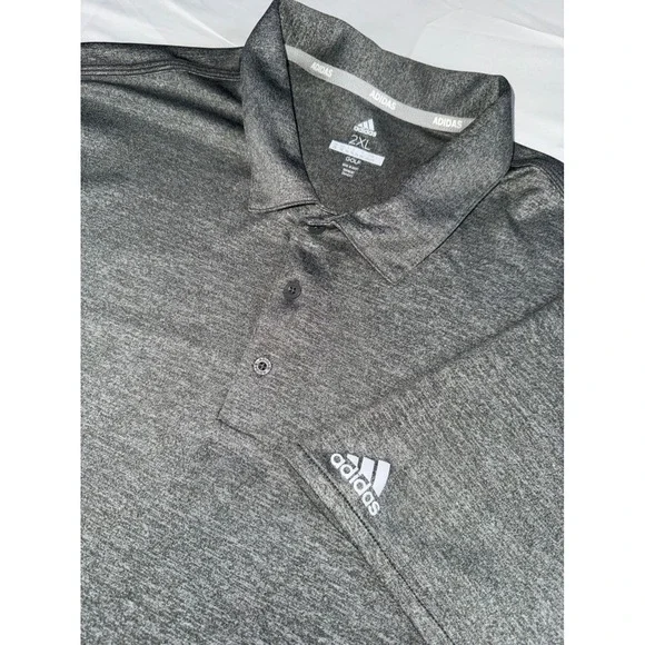 Adidas Golf Mens 2XL Charcoal Gray Heather Performance Polo Shirt Short Sleeve
