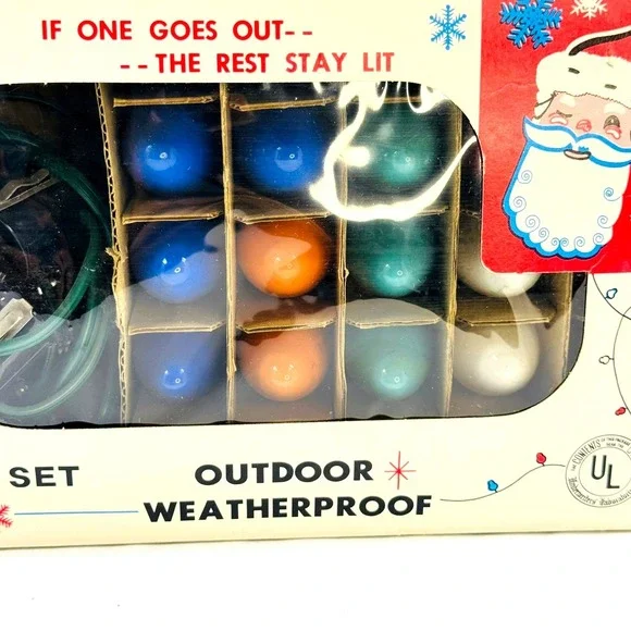 Vintage Renown 25 Christmas Tree Light Set Indoor Outdoor MCM Open Box Tested