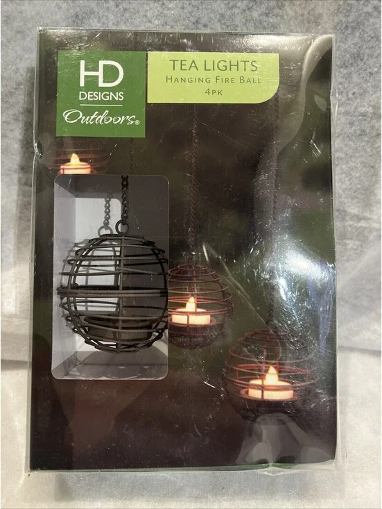Tea Lights Hanging Fire Ball 4 Pack