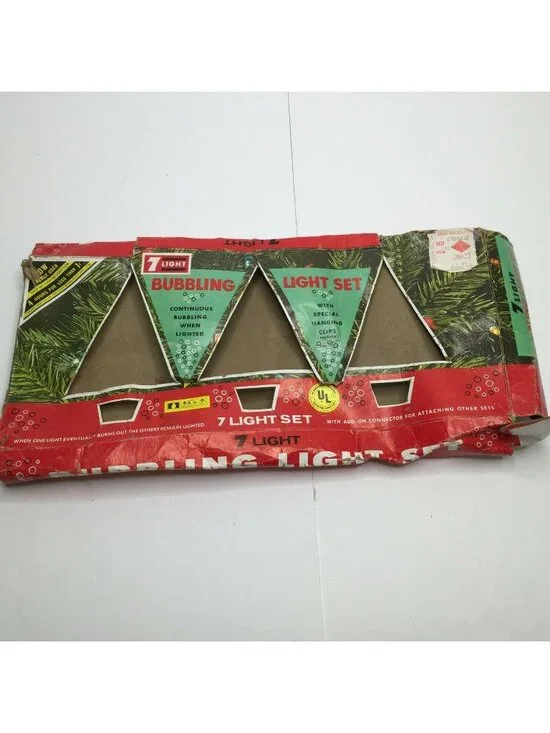 Vintage Christmas 7 Continuous Bubbling Bubble Lights Empty Box