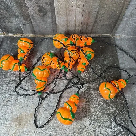 Stacked Jack-O-Lantern Halloween‎ Pumpkin 10 Light String Blow Mold 11 ft Cord