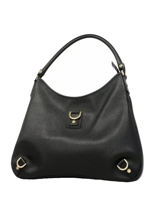 Gucci Shoulder Bag Abbey Leather Black Champagne Gold