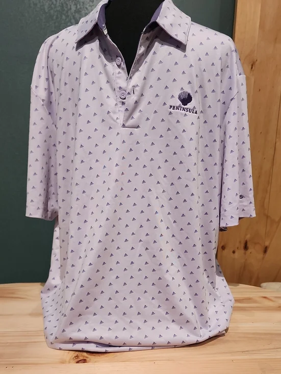 adidas Light Lavender Polo with Purple Triangle Print