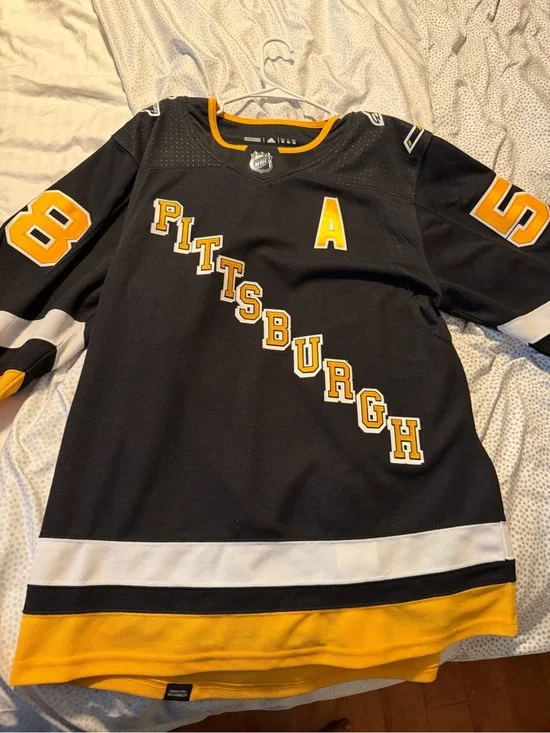 adidas Black and Gold Pittsburgh Hockey Jersey