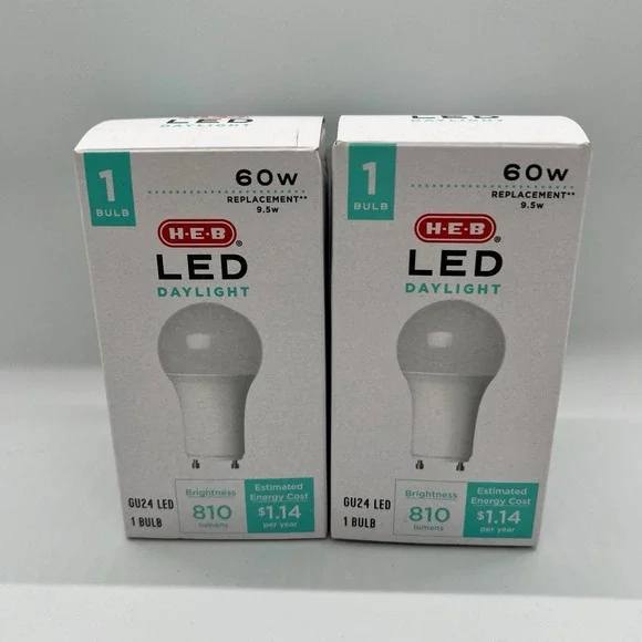 HEB  60W Daylight LED,, 810 Lumens, Dimmable Connection 2 Pack Light Bulbs 2 Pin