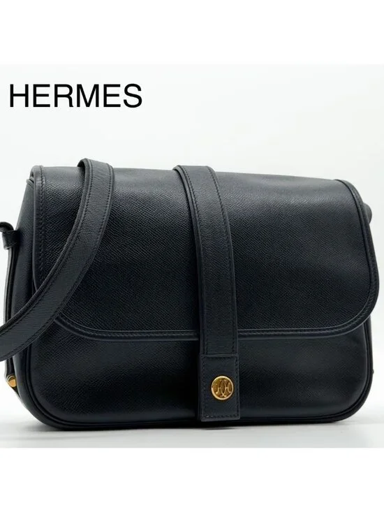 Hermes Rare Vintage Noumea Shoulder Bag Navy