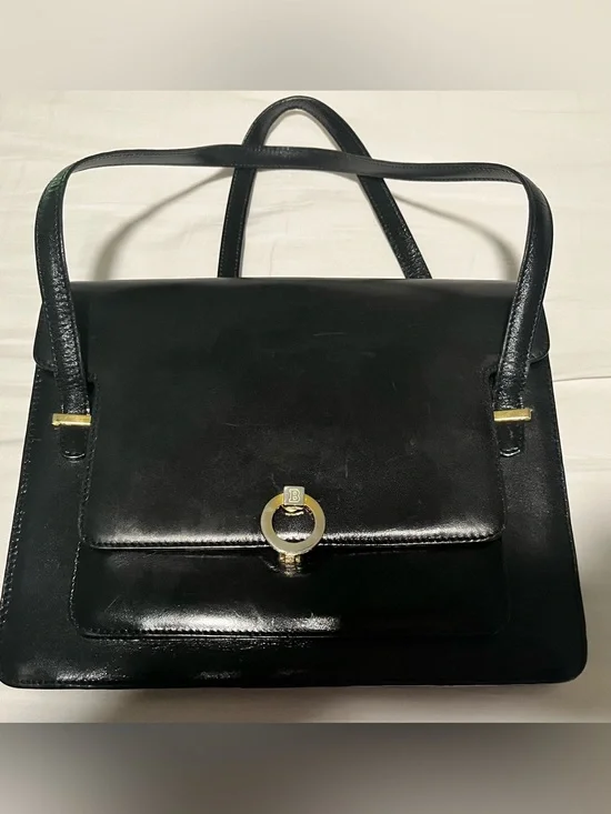 Bally Black Leather Women's Shoulder Bag with Gold Accent
